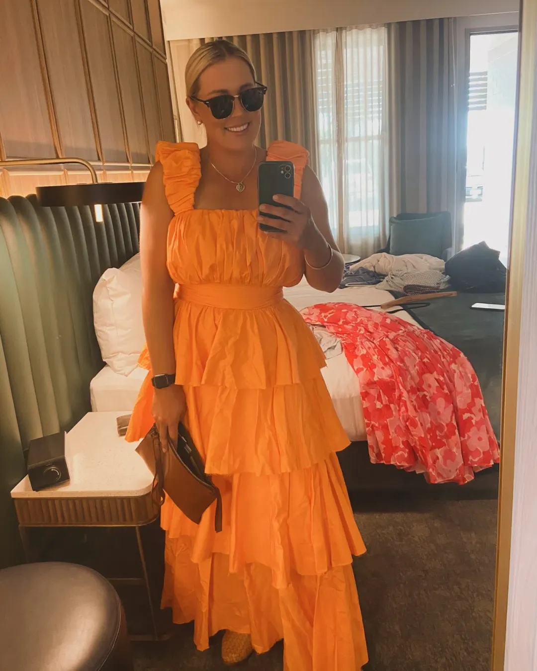 Aje Medina Set Crop Top & Tiered Skirt Orange Size 14 for rent on The Volte - main image