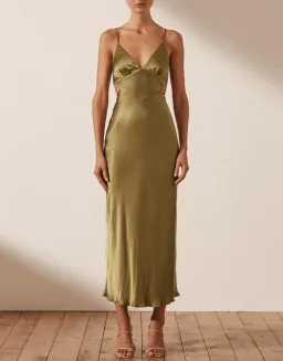 Shona Joy Alma Backless Midi Dress Cumin Size 6 for rent on The Volte - image 1