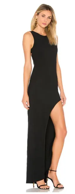 Superdown Sherry Slit Maxi Dress Black Size 8 for rent on The Volte - image 1