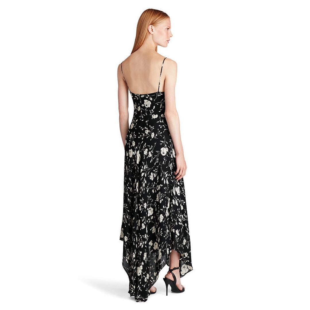 Polo Ralph Lauren Mulberry Silk Maxi Dress Floral Print Size 6 for rent on The Volte - main image