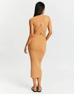 Aere Twist Waist Knit Dress Brown Size 8 for rent on The Volte - image 3