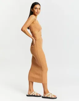 Aere Twist Waist Knit Dress Brown Size 8 for rent on The Volte - image 2