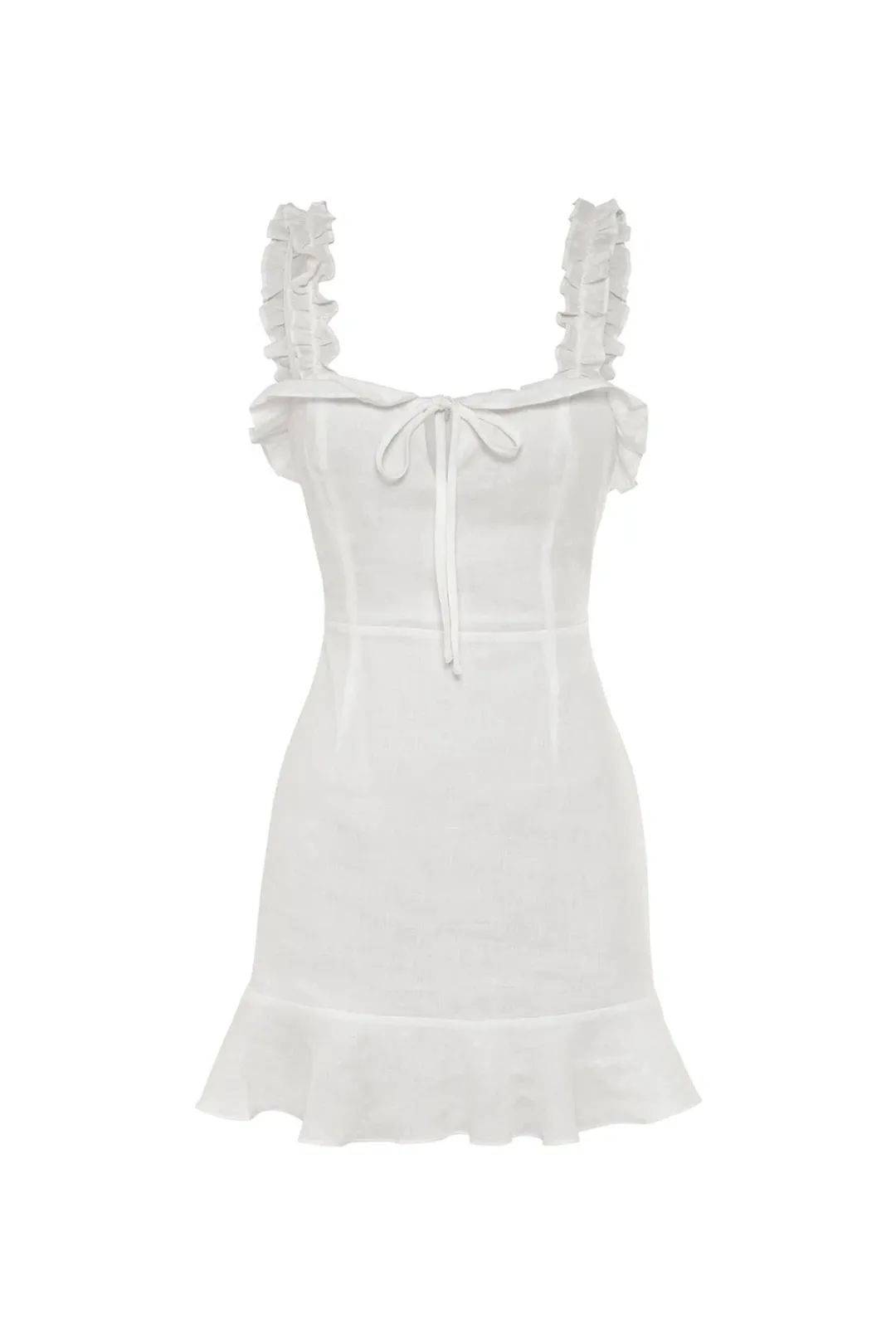 Hansen and Gretel Saint Dress White Linen Mini Dress Size 8 for rent on The Volte - main image