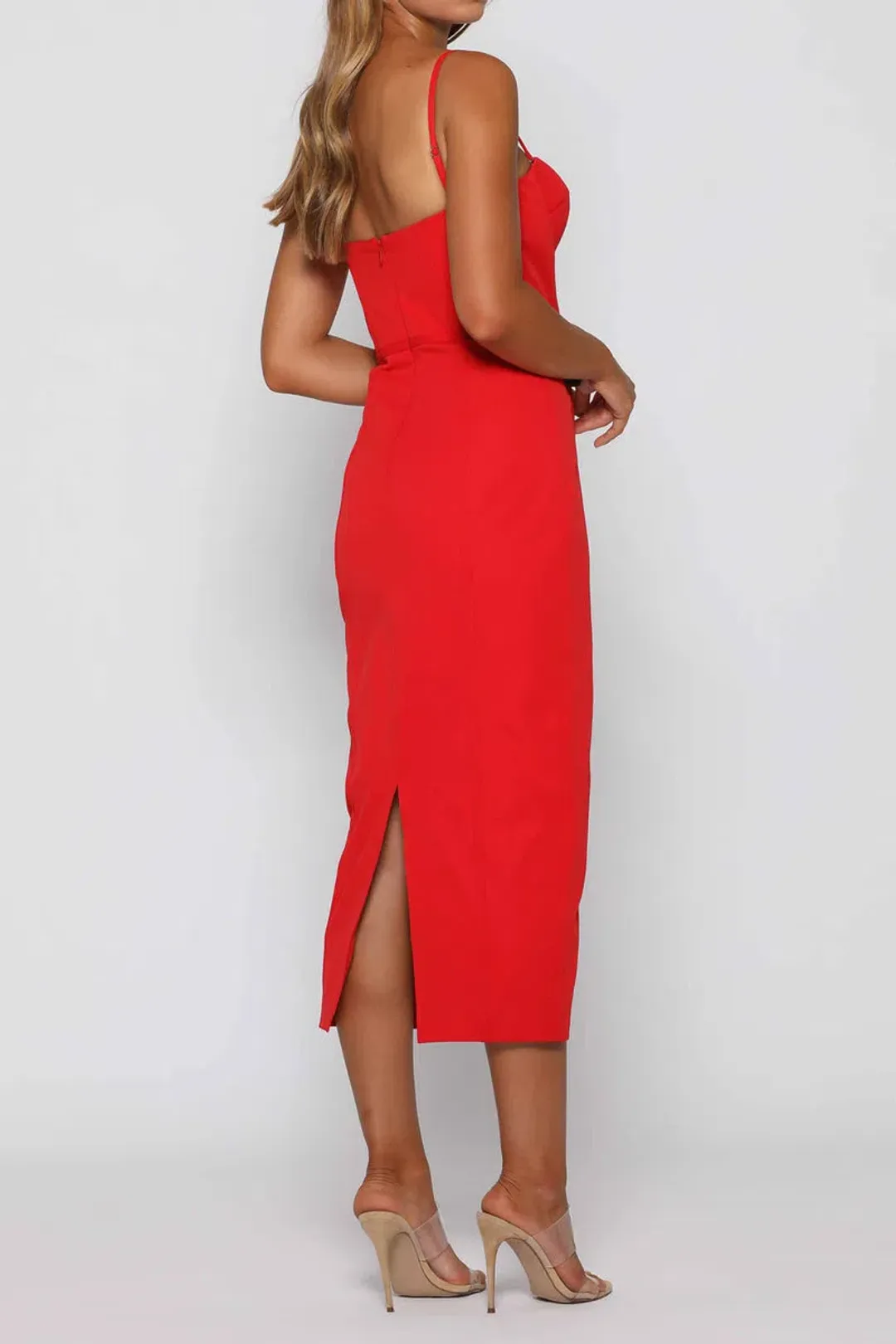 Elle Zeitoune Penny Midi Dress Red Size 8 for rent on The Volte - main image