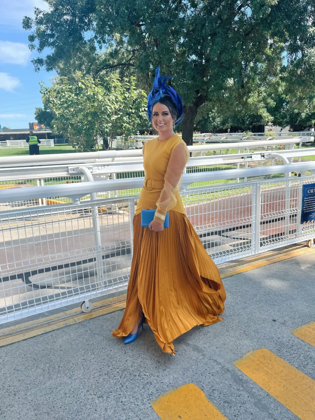 Solace London Belted Crepe-panelled Plissé Satin Maxi Dress Yellow Size 12 for rent on The Volte - main image