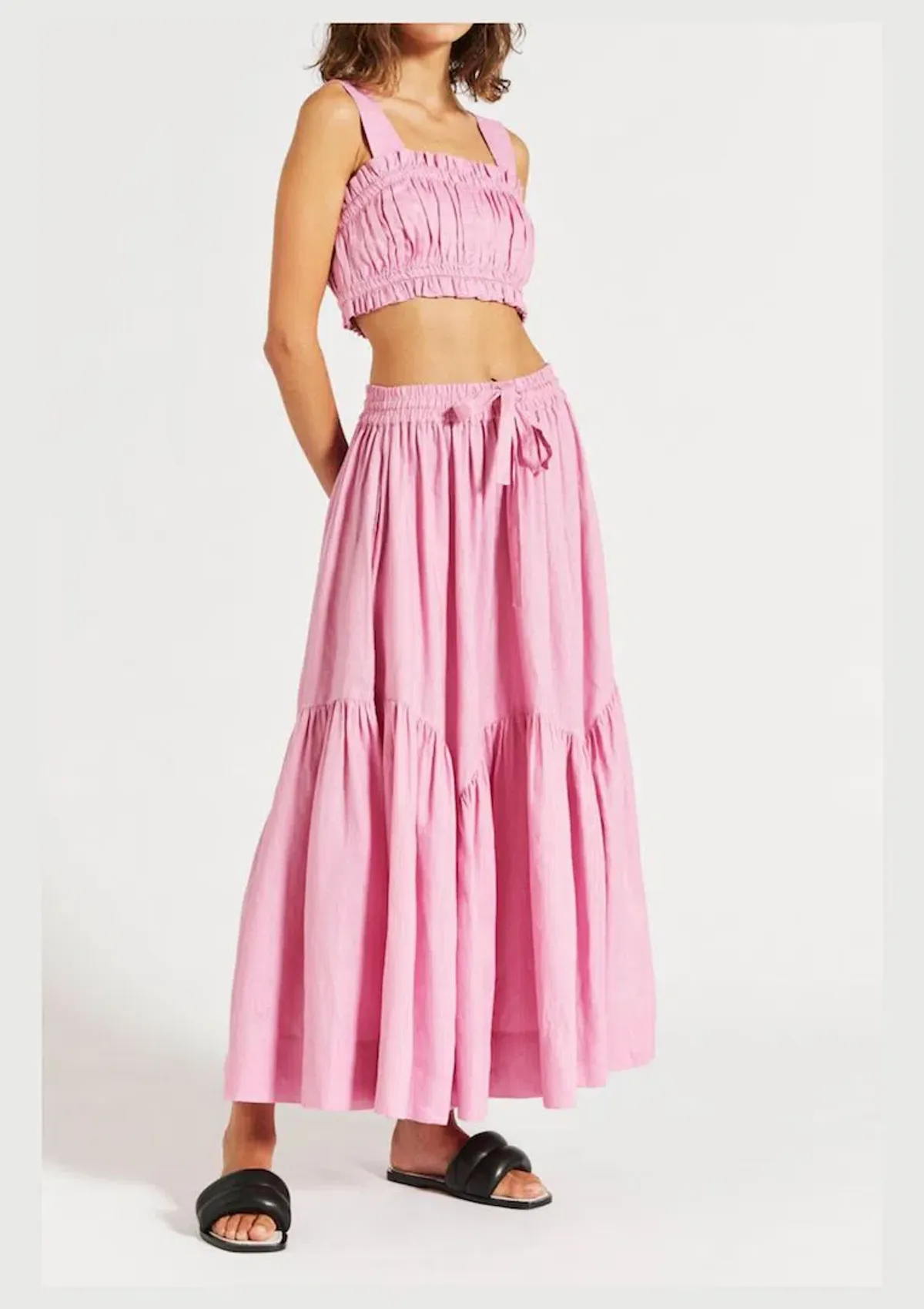 Lee Mathews Ali Top and Maxi Skirt Set Pink Size 10 for rent on The Volte - main image