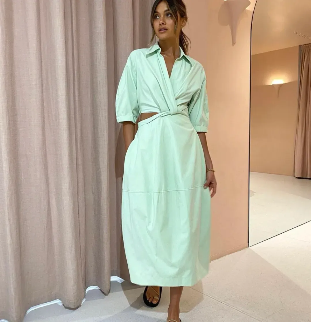 Camilla and Marc Kyra Cocoon Midi Dress Sour Apple Size 6 for rent on The Volte - main image