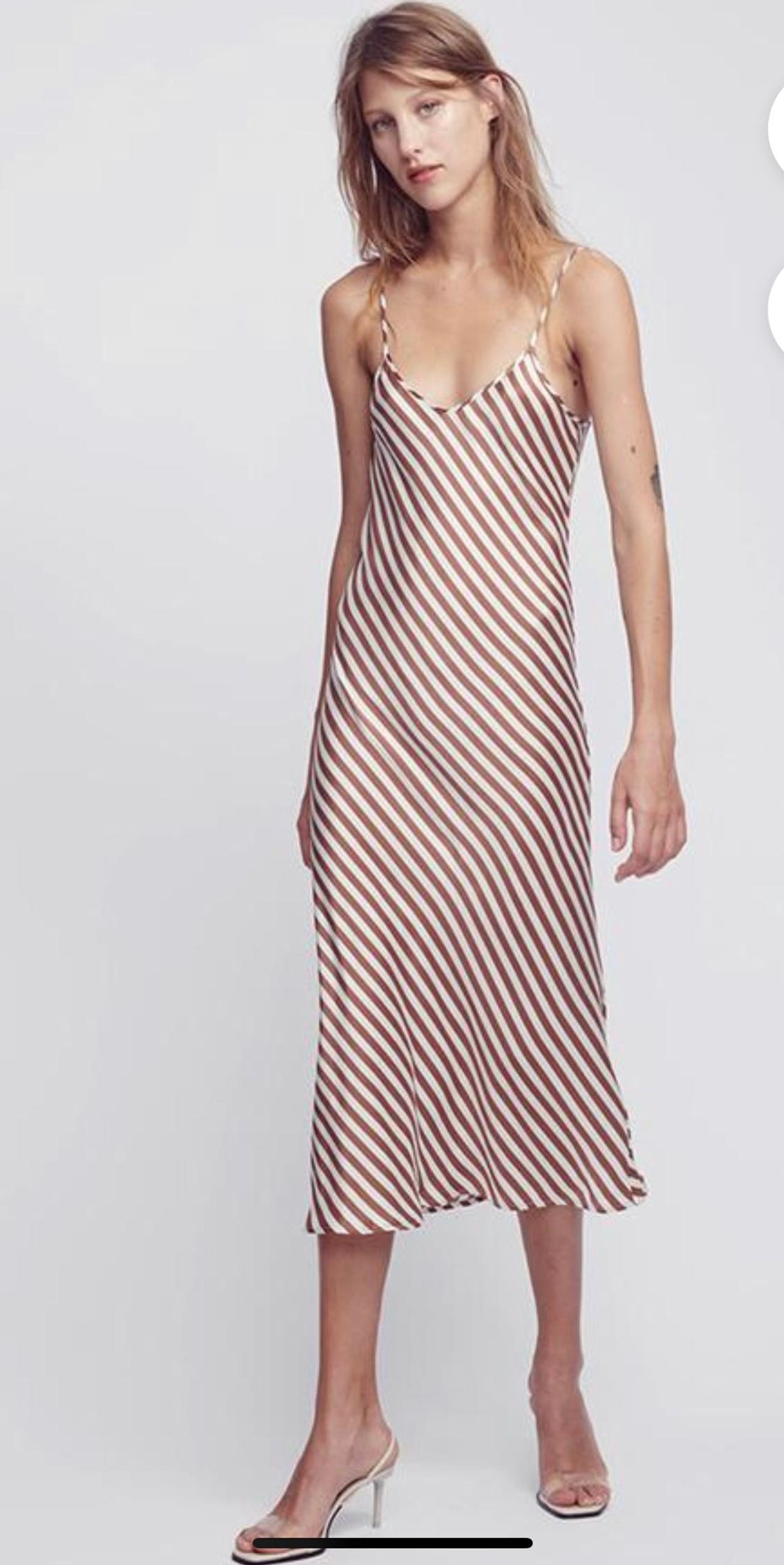 Silk laundry 90’s silk slip dress toffee stripe Size 10 for rent on The Volte - main image
