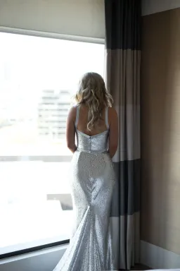 Georgia Young Couture Silver Sequin Gown Size 6 for rent on The Volte - image 5