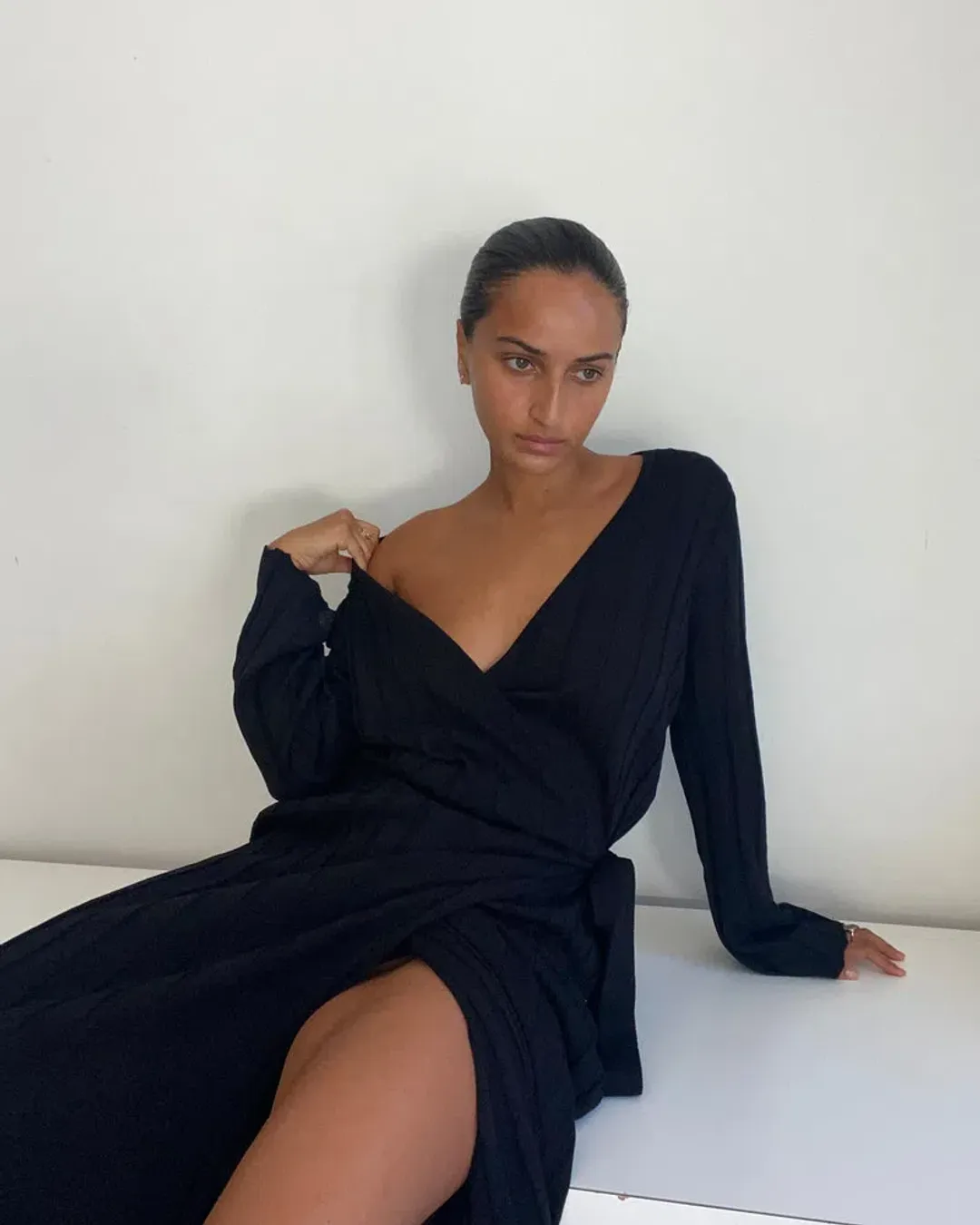 Sir The Label Basile Wrap Dress Black Size 3 / AU 12 for rent on The Volte - main image