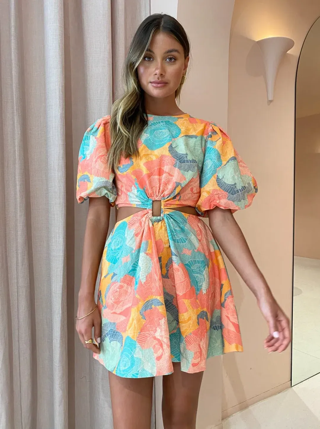 New Romantics Dolce Vita Short Sleeve Mini Dress Summer Rose Size 8 for rent on The Volte - main image