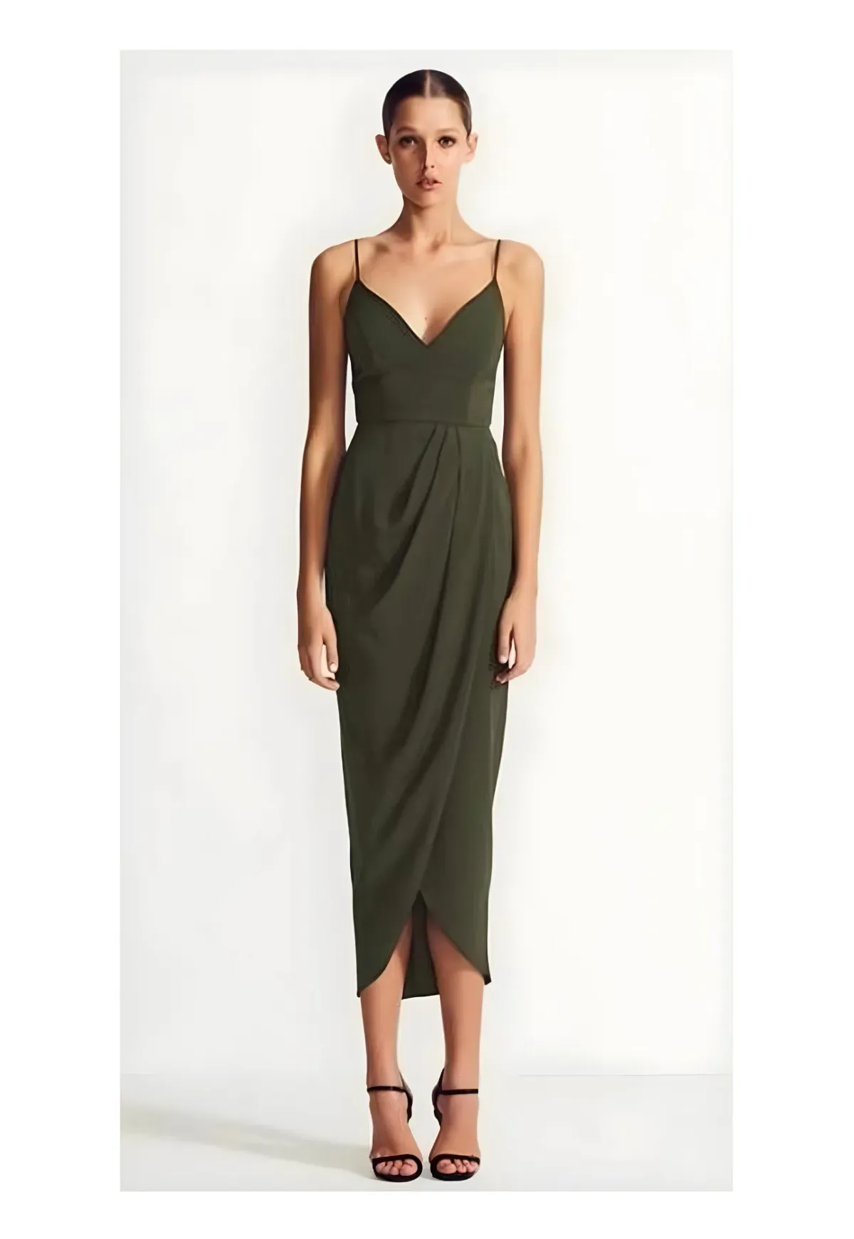 Shona Joy Core Cocktail Dress Khaki Size 6 for rent on The Volte - main image
