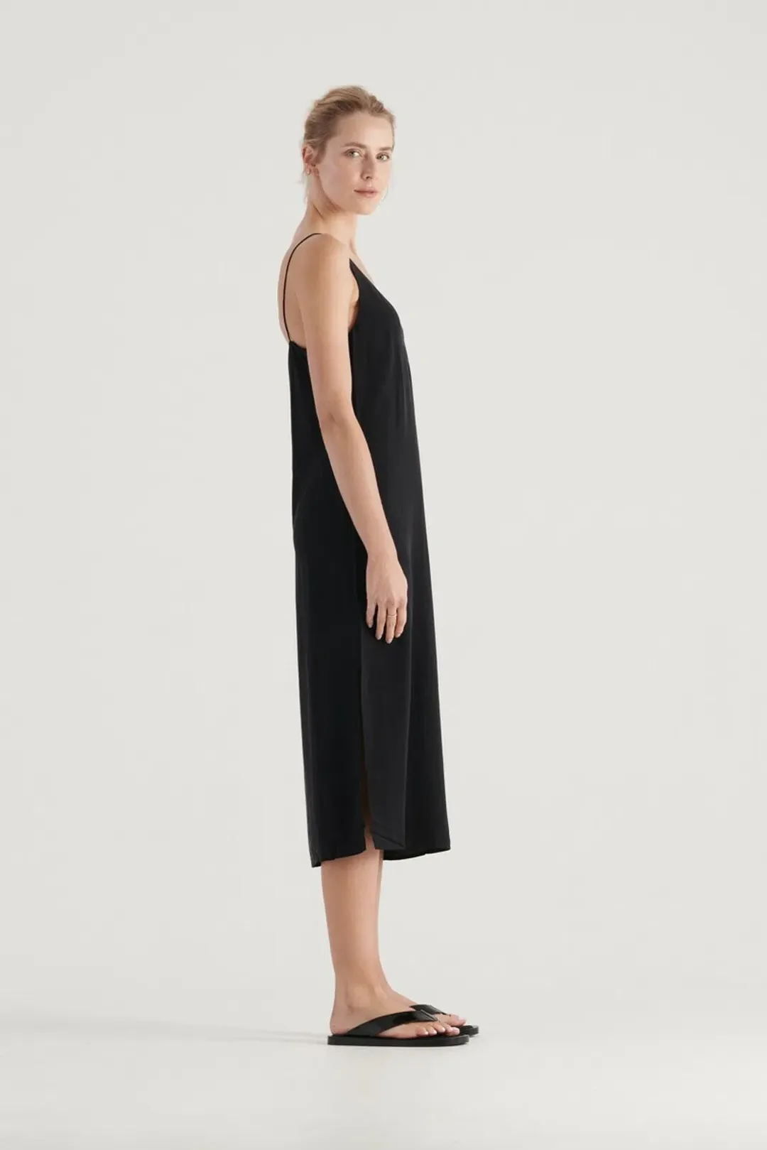 Elka Collective Suki Black Slip Silk Dress Black Size 10 for rent on The Volte - main image
