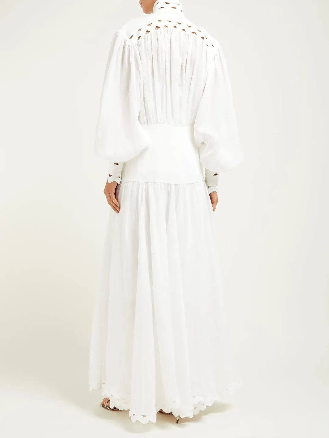Zimmermann Zippy High Neck Cut Out Maxi Dress White Size 0 / AU 8 for rent on The Volte - main image