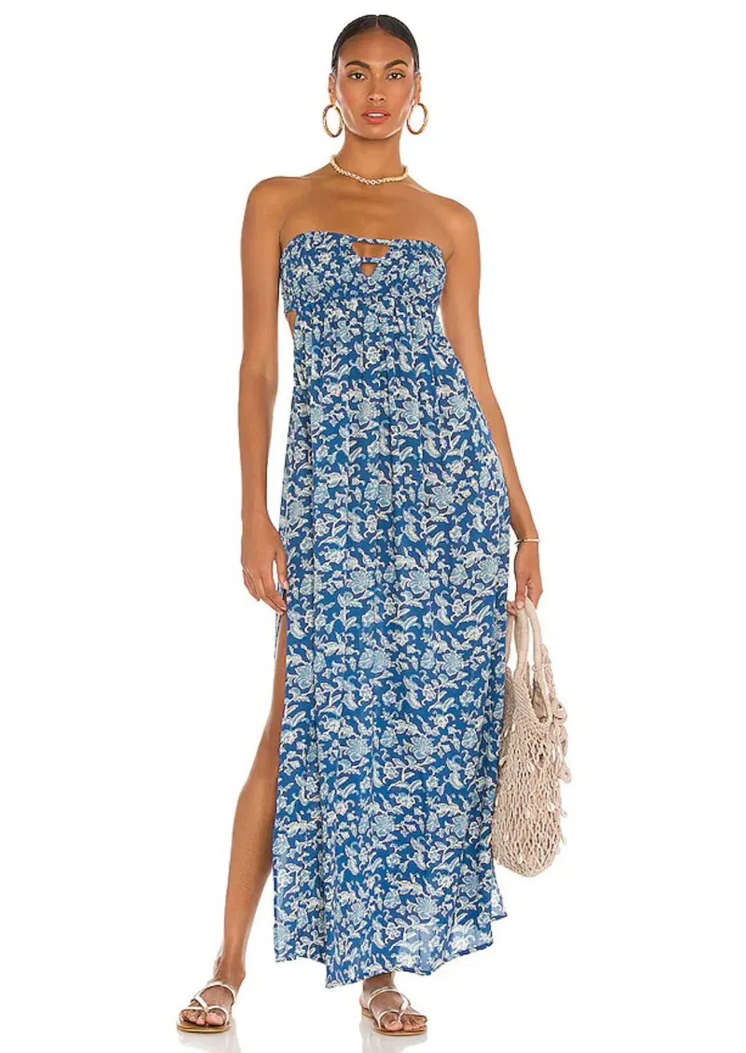 Indah Flamingo Maxi Dress Blue Size 8 for rent on The Volte - main image