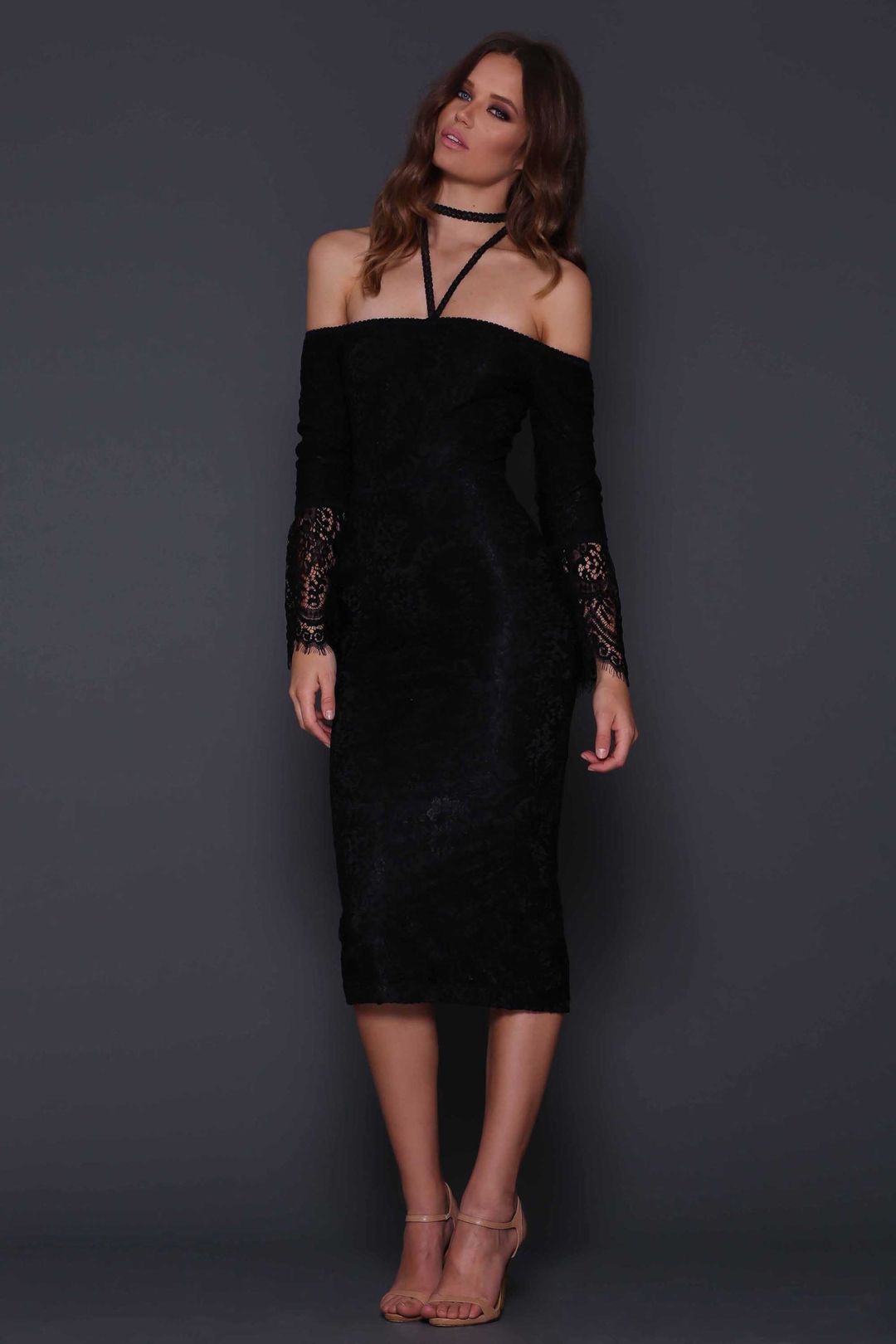 Elle Zeitoune MENDEL BLACK Lace Dress Size 10 for rent on The Volte - main image
