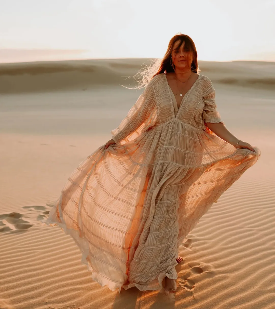 We Are Reclamation Wonderment and Awe Gown Beige One Size Fits Most (Aus 6-16) for rent on The Volte - main image