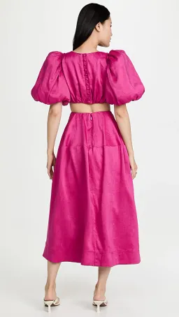  Aje Vanades Cut Out Ring Midi Dress Pink Size 6 for rent on The Volte - image 2