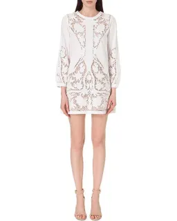 Maje Regane Embroidered Mini Dress White Size 6 for rent on The Volte - image 1