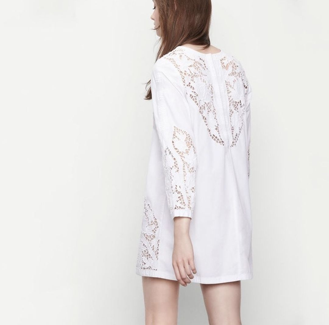 Maje Regane Embroidered Mini Dress White Size 6 for rent on The Volte - main image