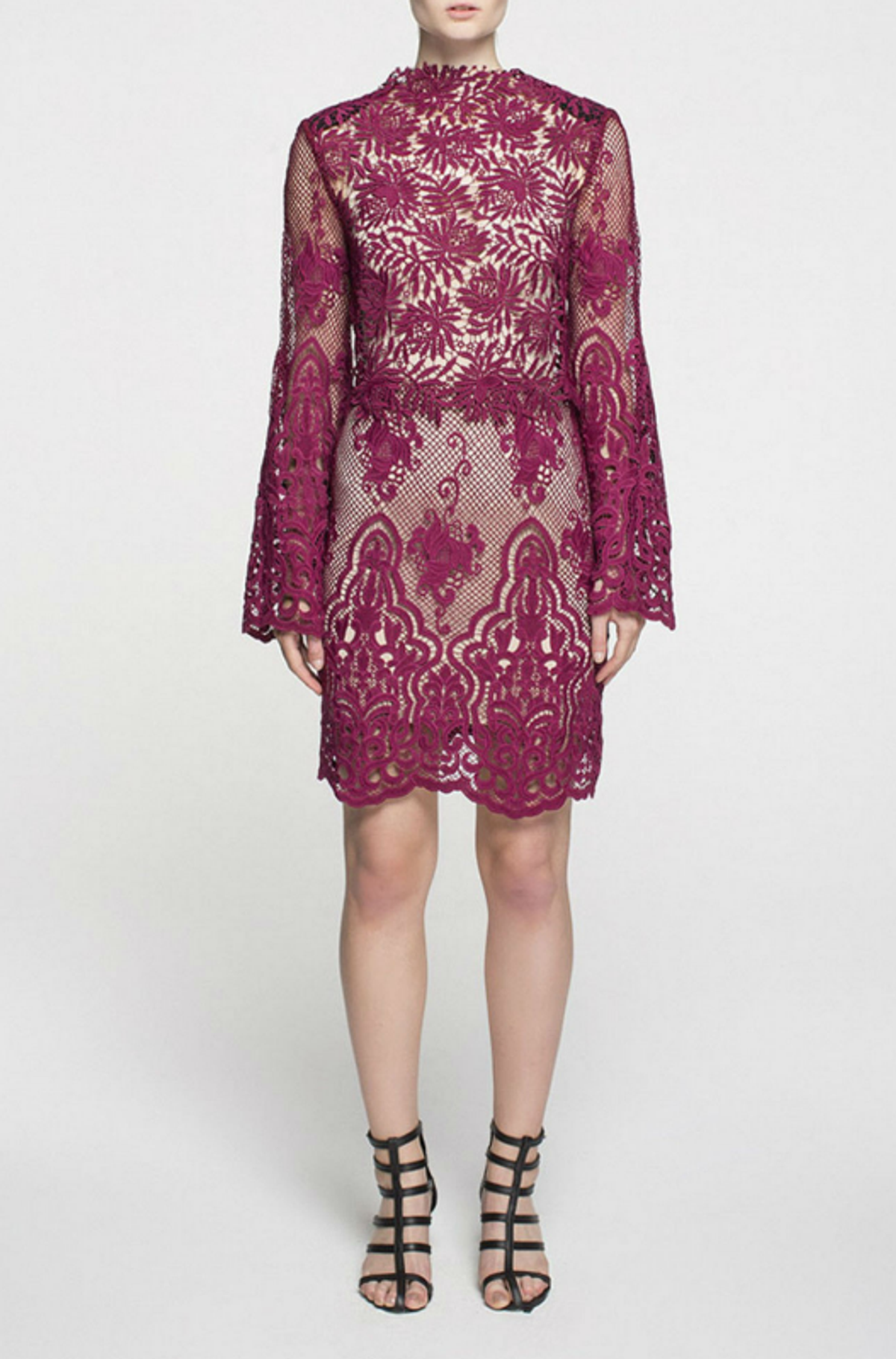 White Suede Berry Lace Shift Dress for rent on The Volte - main image