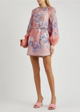Zimmermann The Postcard Mini Dress Swirl Floral Coral Size 6  for rent on The Volte - image 1