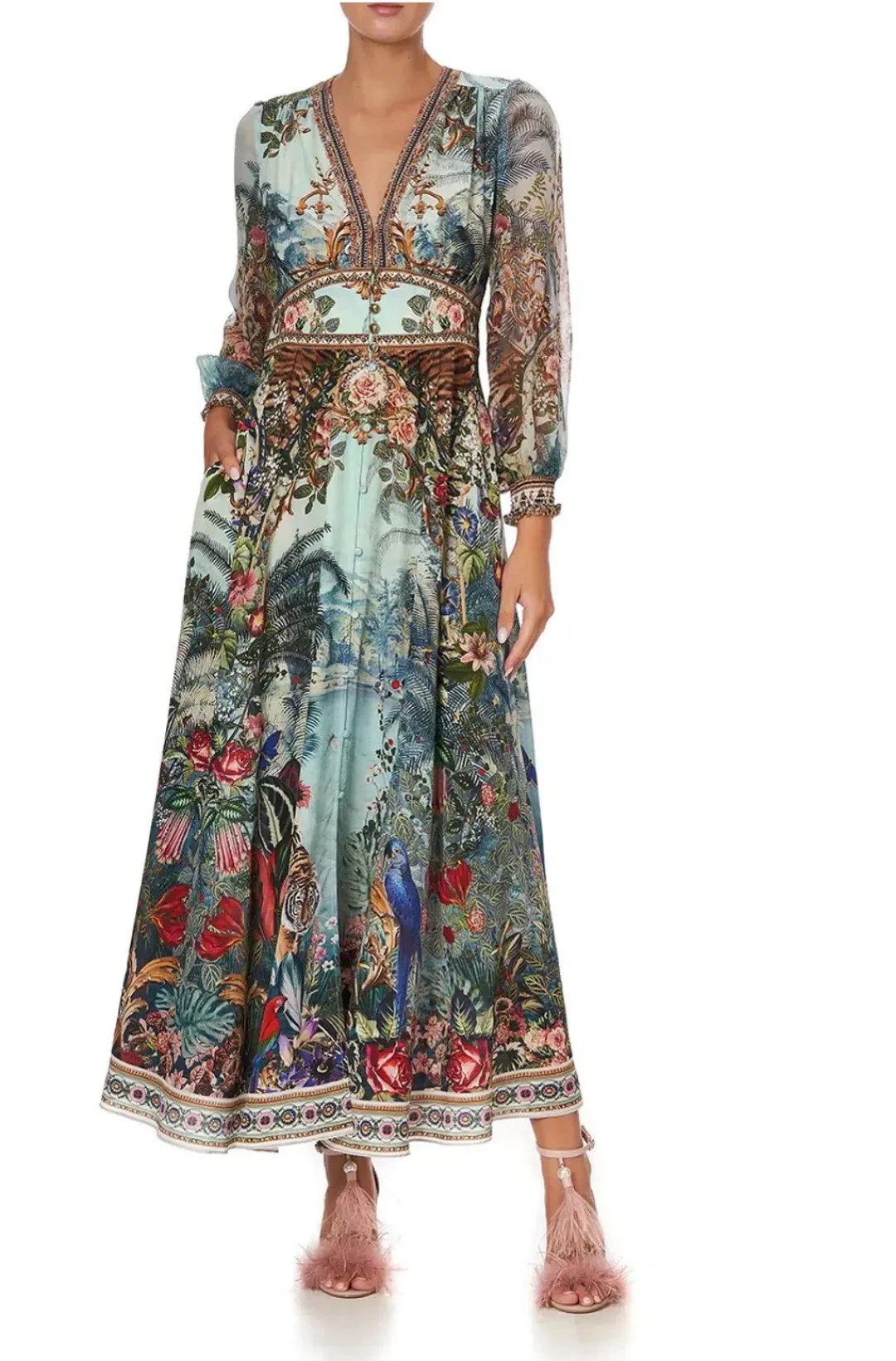 Camilla If These Walls Could Talk Button Dress With Shaped Waistband Size 14 for rent on The Volte - main image