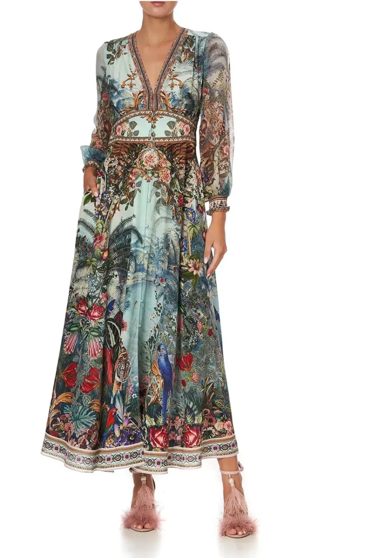 Camilla If These Walls Could Talk Button Dress With Shaped Waistband Size 14 for rent on The Volte - main image