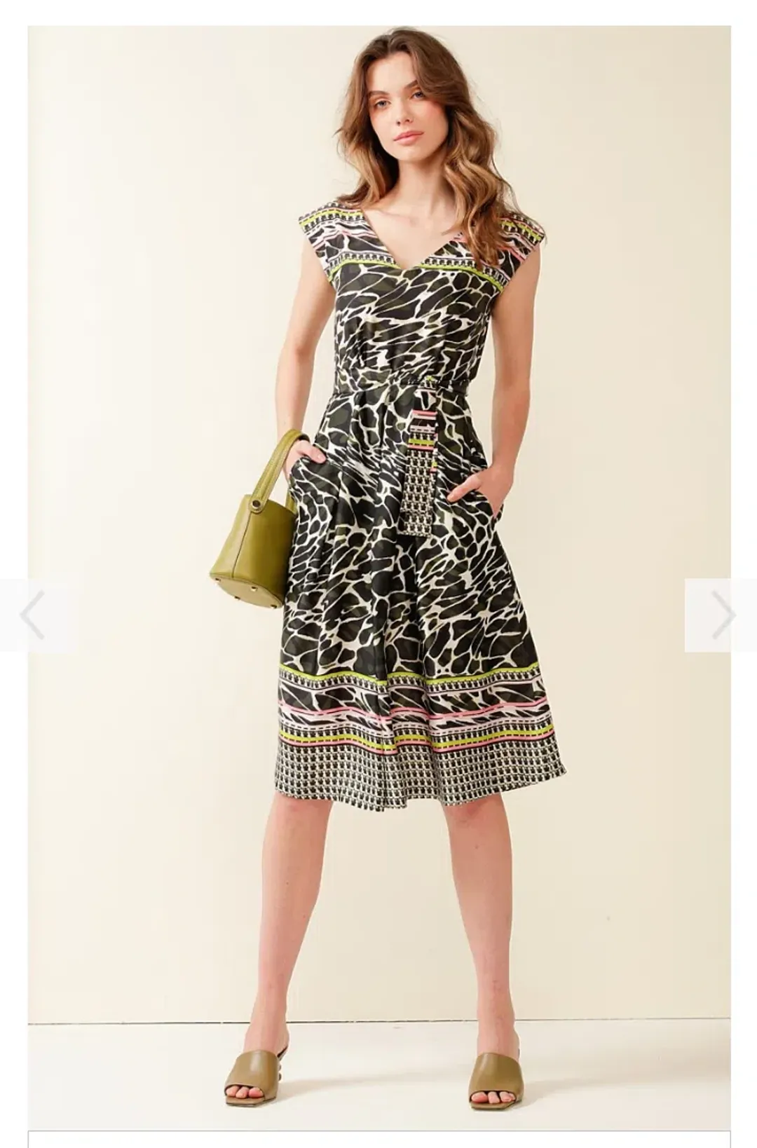 Sacha Drake Mt Cootha Cotton Cap Sleeve V Neck Dress Print Size 16 for rent on The Volte - main image
