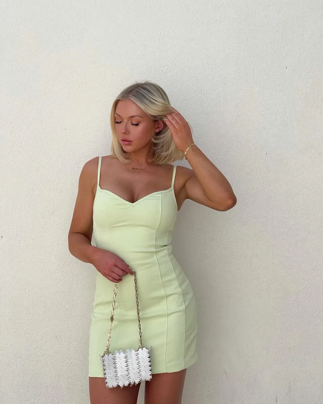 Kookai Oyster Panel Dress Green Size 8 for rent on The Volte - main image