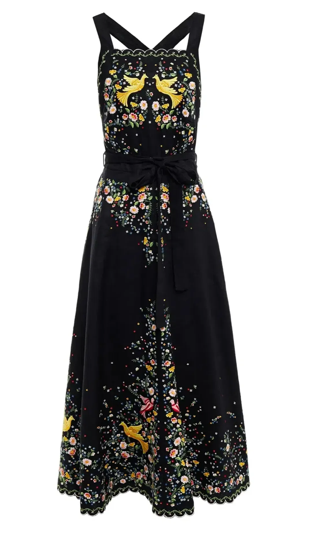 Zimmermann Carnaby Open Back Embroidered Linen Midi Dress Black Size 1 / Au 10 for rent on The Volte - main image