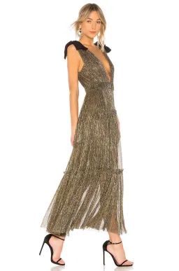 Sabina Musayev Ray Dress Gold Size 10 for rent on The Volte - image 1