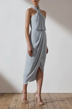 Shona Joy Core Knot Draped Dress Powder Blue Size 6 for rent on The Volte - image 1