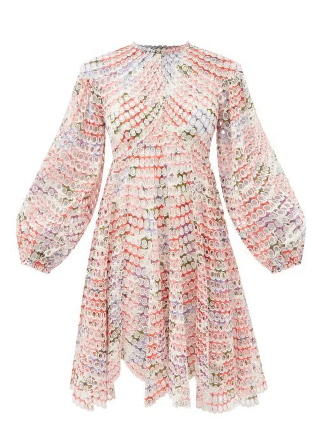 Zimmermann The Poppy Eyelet Short Dress Crimson Floral Size 14 for rent on The Volte - main image