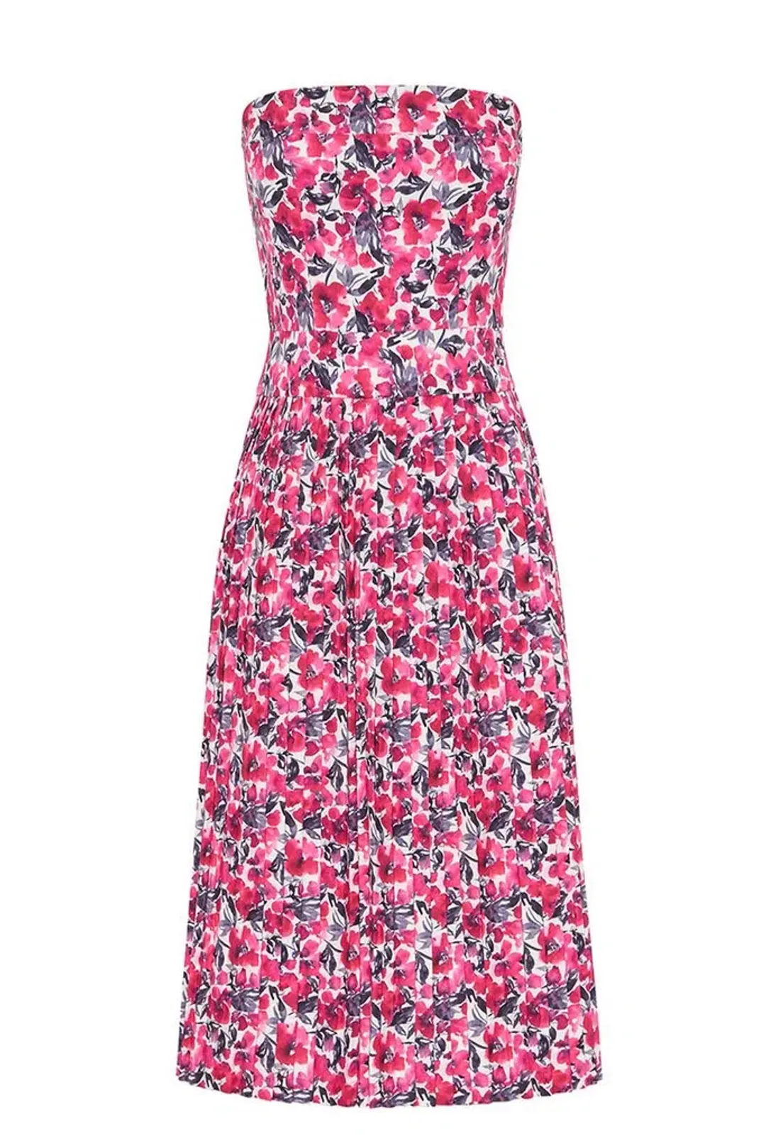 By Johnny Strapless Pleat Midi Dress Print Size 10 for rent on The Volte - main image