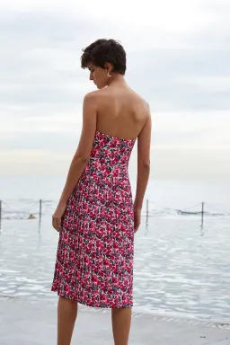 By Johnny Strapless Pleat Midi Dress Print Size 10 for rent on The Volte - image 2