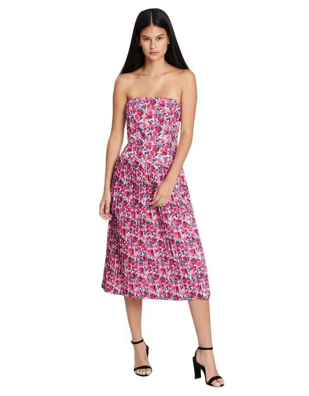 By Johnny Strapless Pleat Midi Dress Print Size 10 for rent on The Volte - main image