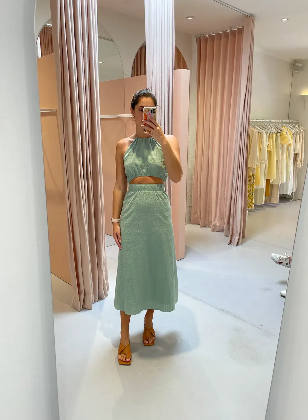 By Nicola Sage Halter Dress Green Size 8 for rent on The Volte - main image