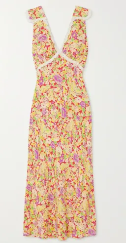 Rixo Storm Crochet Trimmed Crepe Midi Dress Floral Print Size 6 for rent on The Volte - image 3