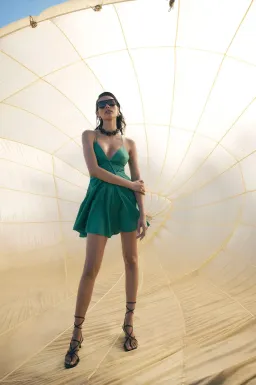 Scanlan Theodore Parachute Mini Strappy Dress Kelly Green Size 8 for rent on The Volte - image 2