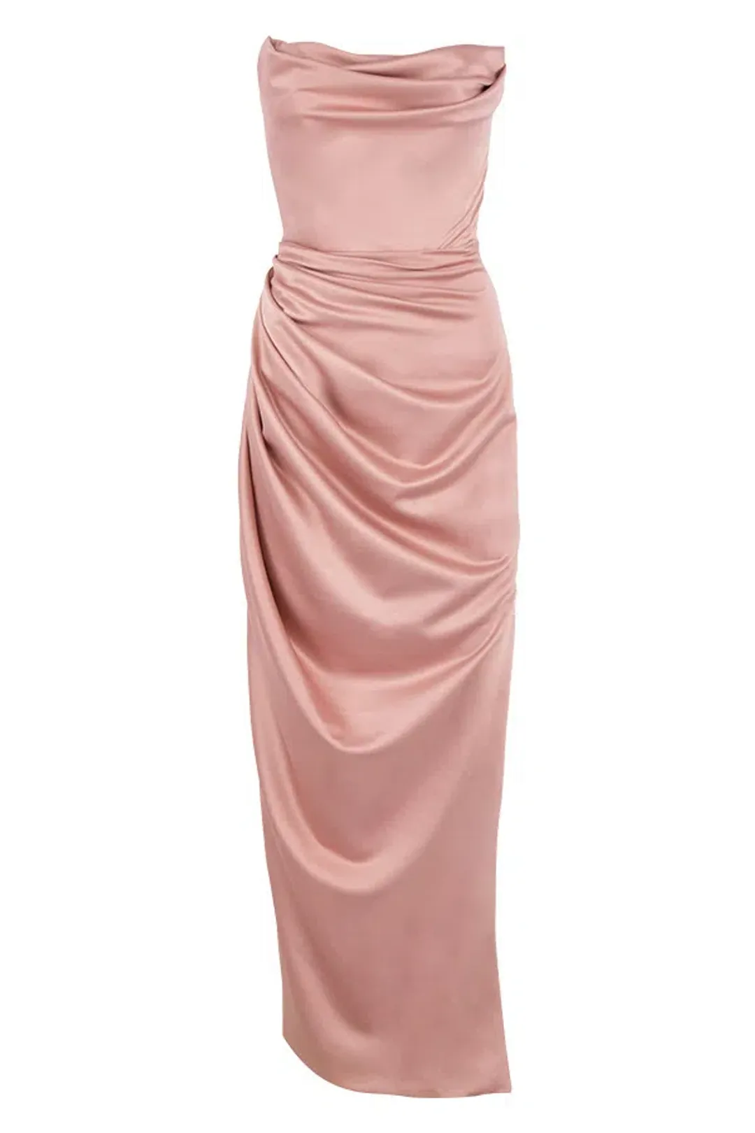 House of CB Adrienne Satin Strapless Gown Blush Size 6 for rent on The Volte - main image