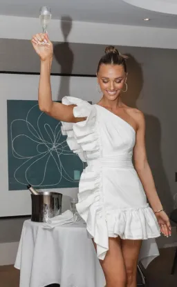 Aje Bonjour Asymmetric Mini Dress White Size 10 for rent on The Volte - image 3