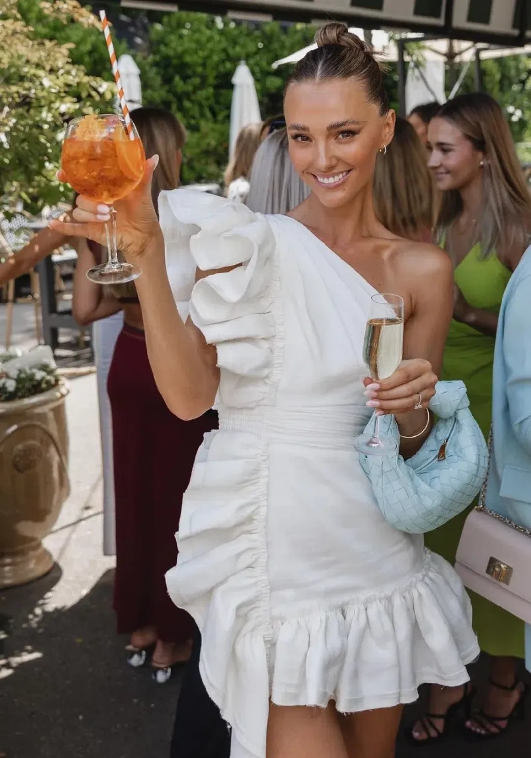 Aje Bonjour Asymmetric Mini Dress White Size 10 for rent on The Volte - main image