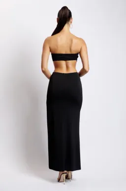 Marissa Strapless Maxi Dress With Waist Tie - Black for rent on The Volte - image 2