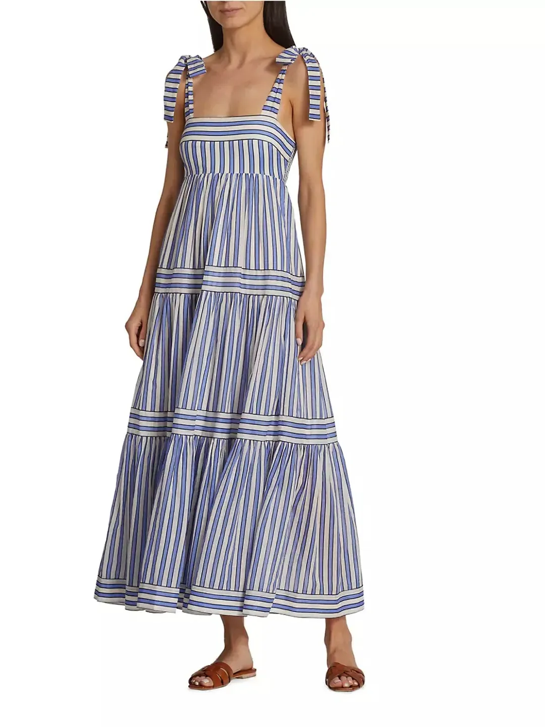 Zimmermann Verity Striped Tiered Maxi Dress Blue Stripe Size 0 / AU 8 for rent on The Volte - main image