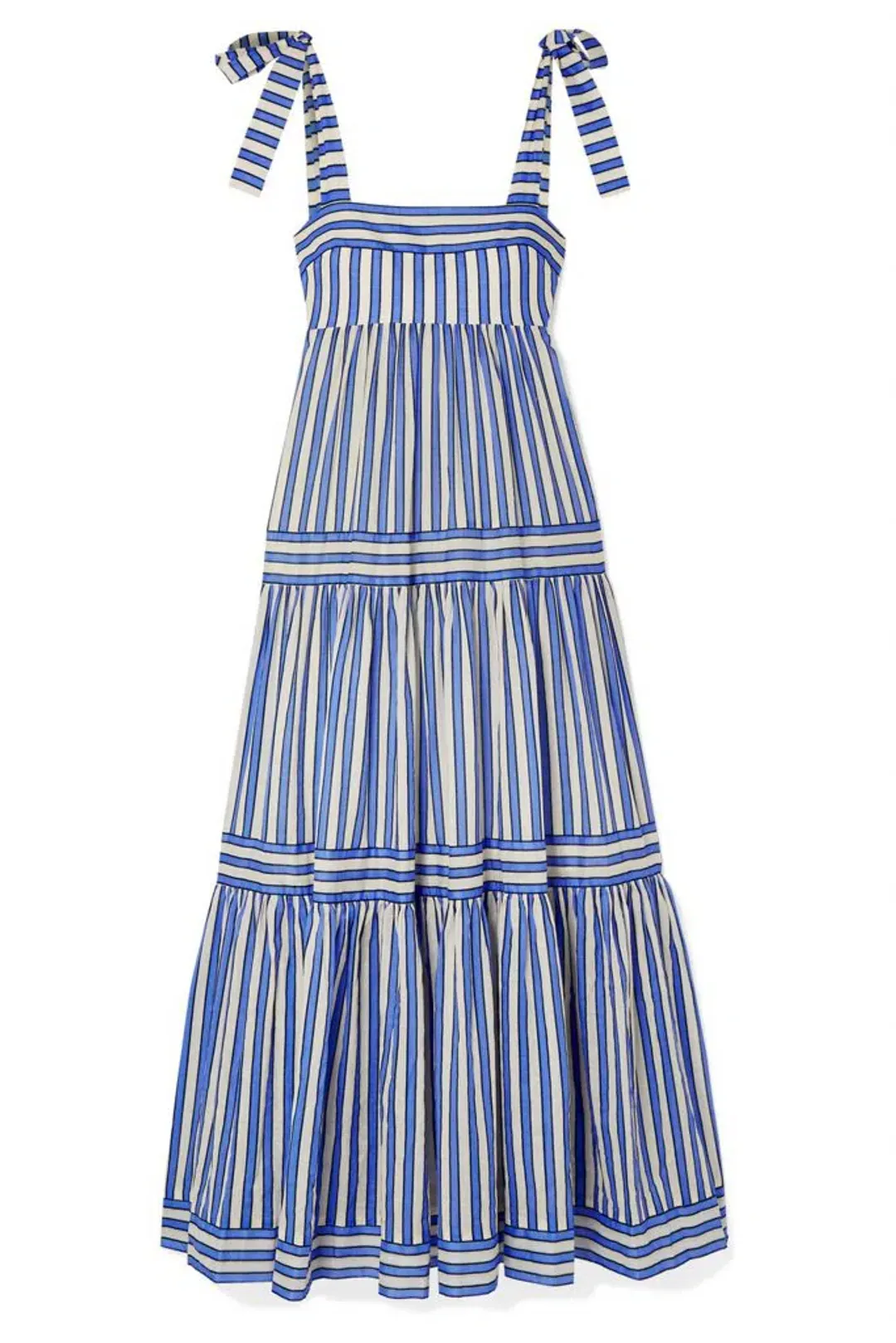Zimmermann Verity Striped Tiered Maxi Dress Blue Stripe Size 0 / AU 8 for rent on The Volte - main image