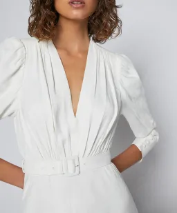 Scanlan Theodore French Jacquard Mini Dress Cream Size 6 for rent on The Volte - image 2