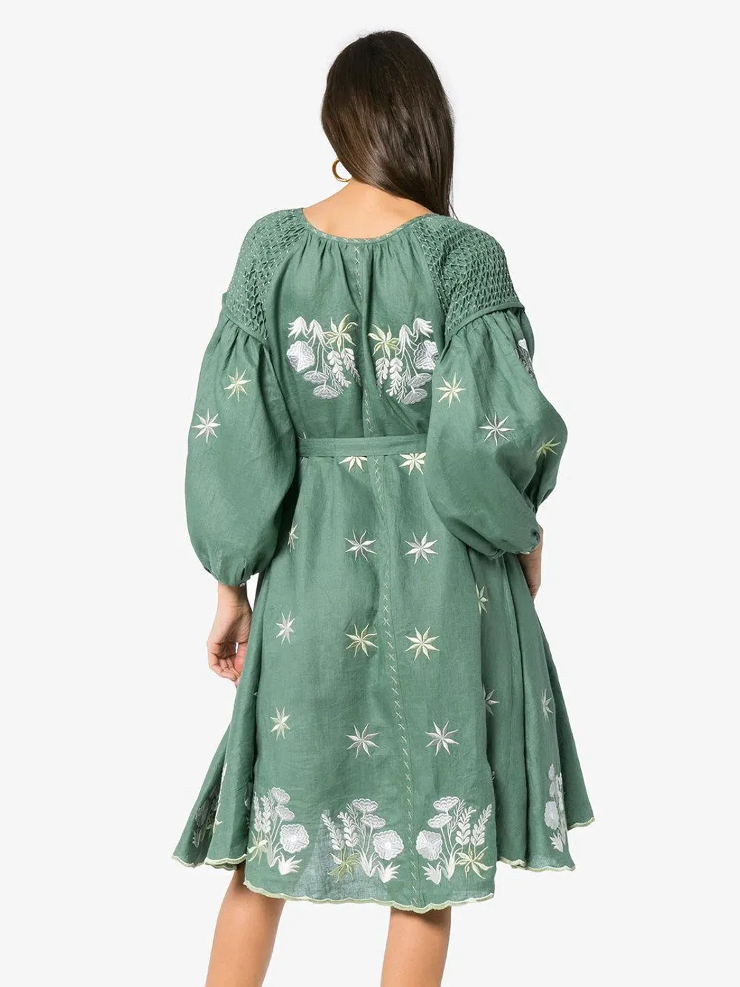 Innika Choo Hugh Jesmock Green Midi Smock Dress One Size for rent on The Volte - main image