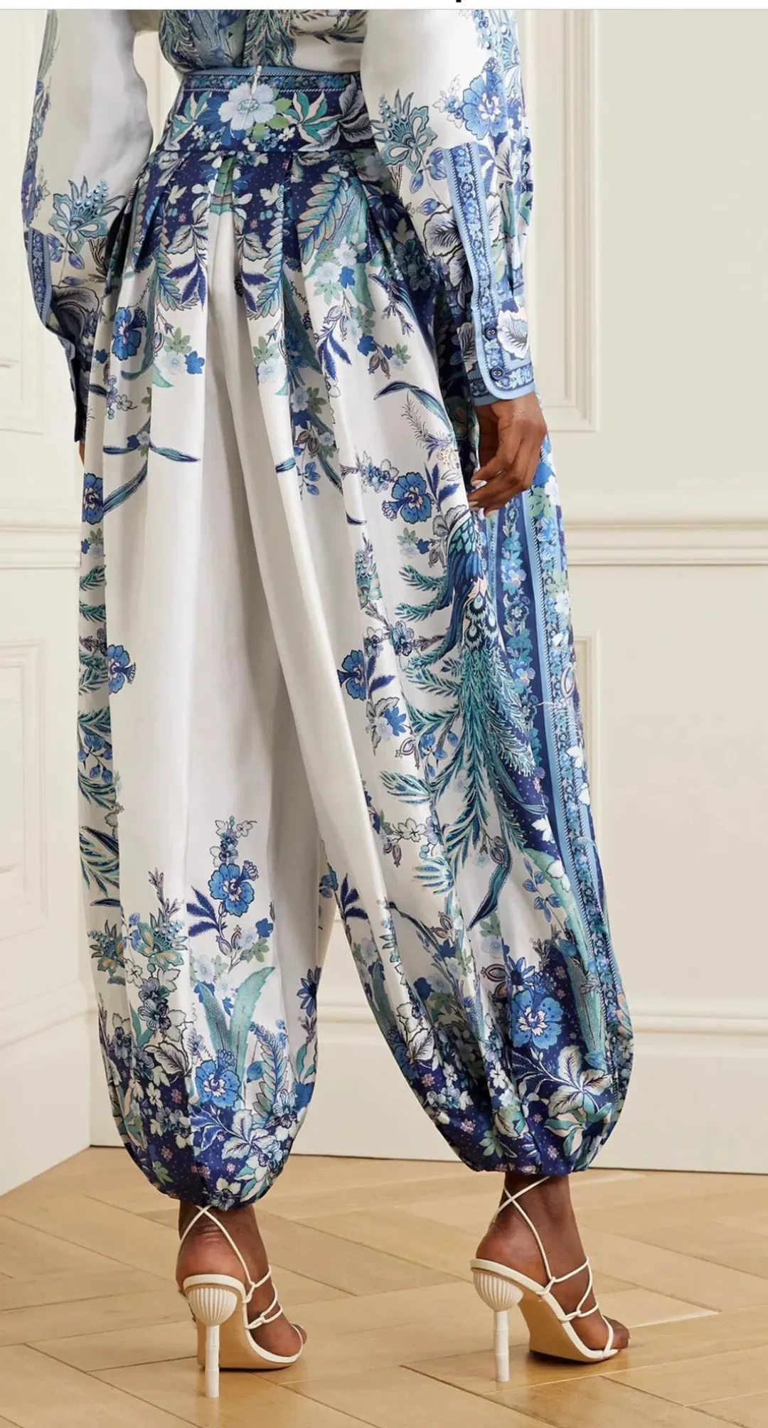 Zimmermann Glassy Pleated Silk Twill Harem Pants Print Size 3 / AU 14 for rent on The Volte - main image