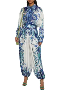 Zimmermann Glassy Pleated Silk Twill Harem Pants Print Size 3 / AU 14 for rent on The Volte - image 1
